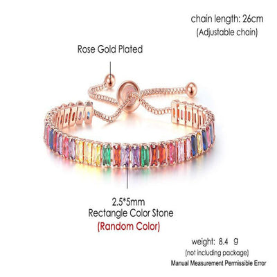 Boho Rainbow Tennis Bracelets For Women Adjustable Women's Bracelet Zircon Jewellry Friend Gift Wholesale Jewery