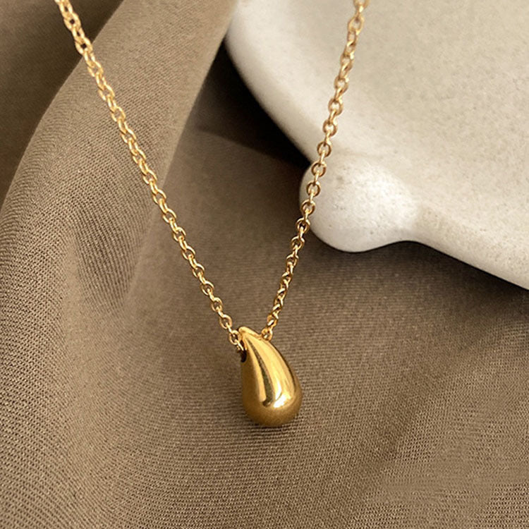 Minimalist New Small Water Drop Titanium Steel Necklace For Women