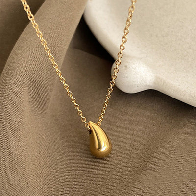 Minimalist New Small Water Drop Titanium Steel Necklace For Women