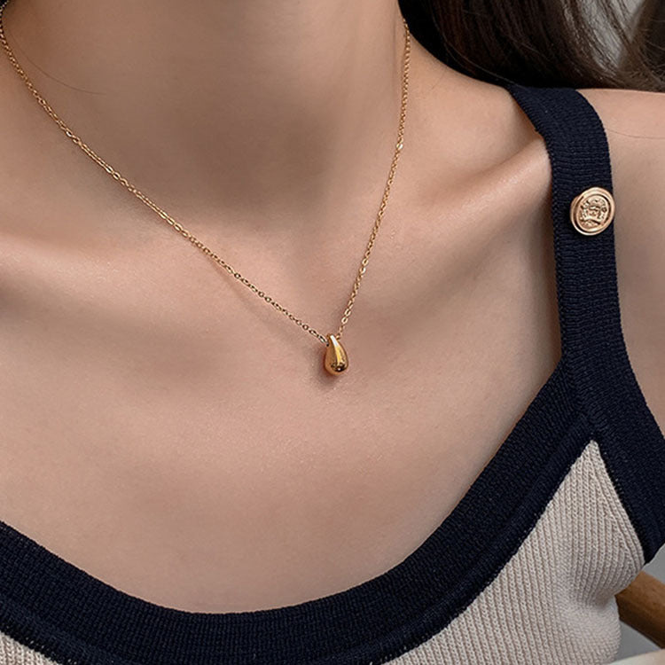 Minimalist New Small Water Drop Titanium Steel Necklace For Women