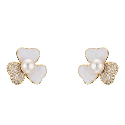 Sterling Silver Needle Rhinestone Earrings For Women New Niche Temperament Simple Flower Elegant Ear Studs Earrings