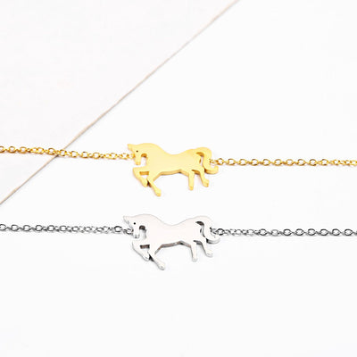Fashion Gold Stainless Steel Unicorn Horse Charm Bracelet Dainty Silver Chain Bracelets For Women Girls Jewelry Gift